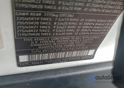 2016 Land Rover Range Rover Sport Se из США, поврежденный, VIN SALWG2VF8GA634068